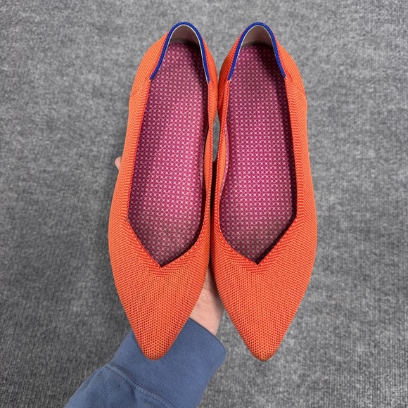 Rothy's The Point Persimmon Flats Women 11 Flame Orange Knit Pointed Toe *INSOLE - Picture 4 of 10